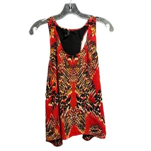 Mango Red + Leopard Print Flowy Tank Top